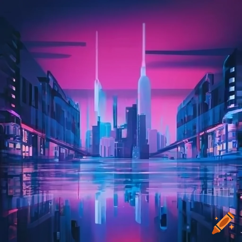 Futuristic city with vibrant neon lights in the rain on craiyon