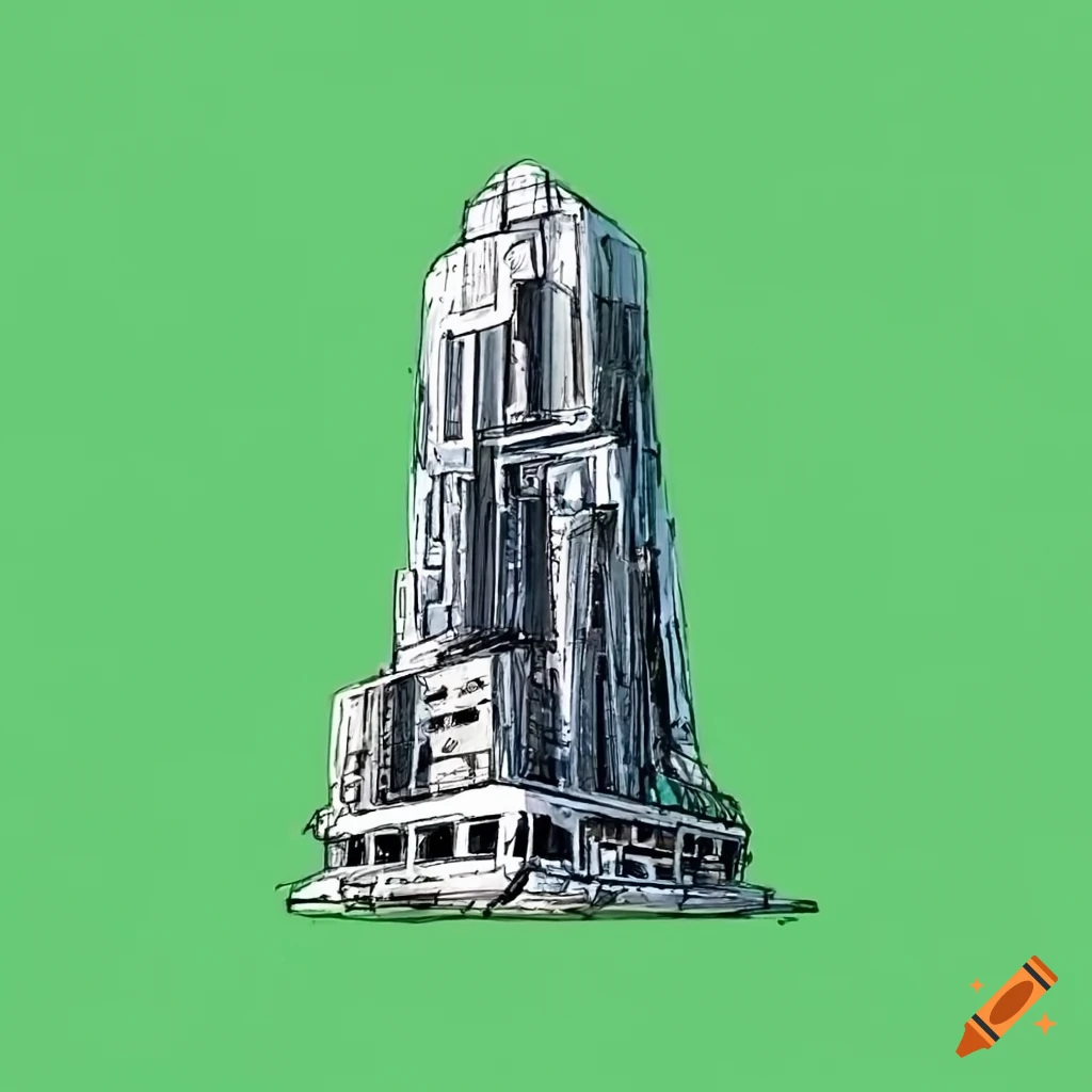 sketch of a futuristic alien cityscape