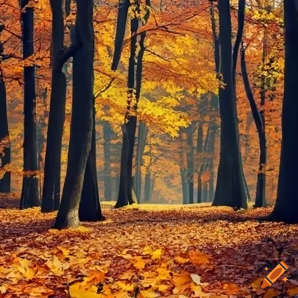 autumn forest with golden leaves