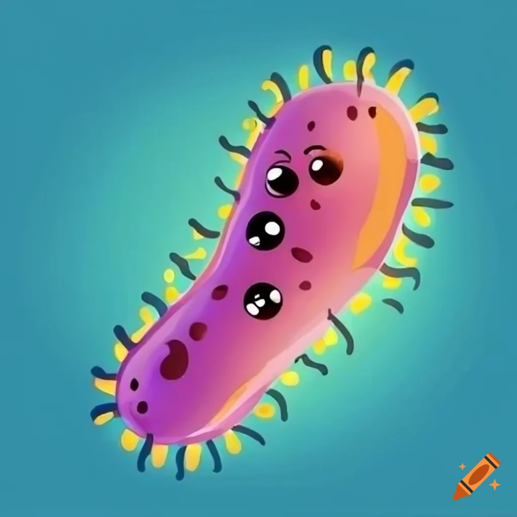 Colorful cartoon of a cute infectious bacteria