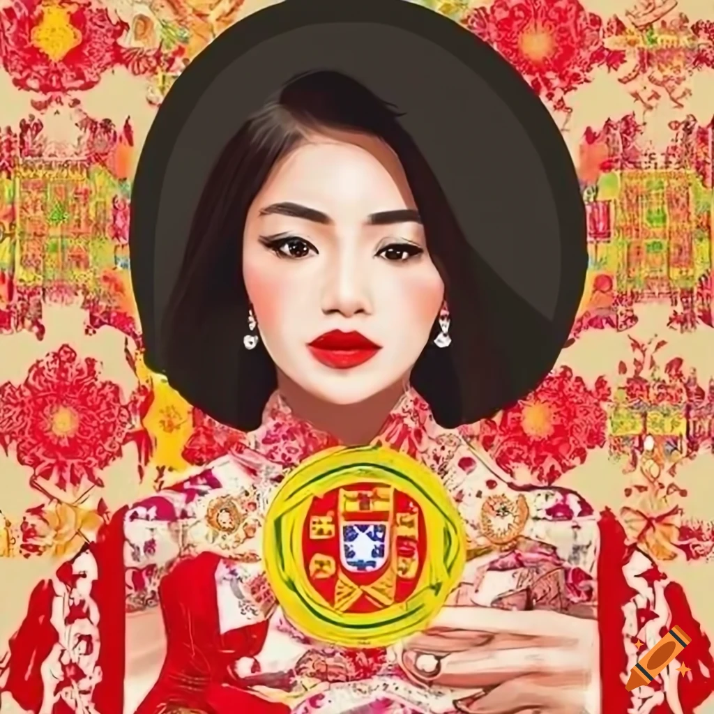 festive poster with vibrant Portugal and Vietnamese motifs