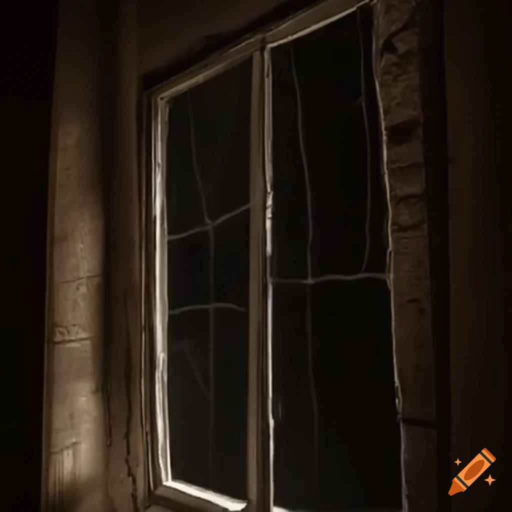 Creepy open window pane at night