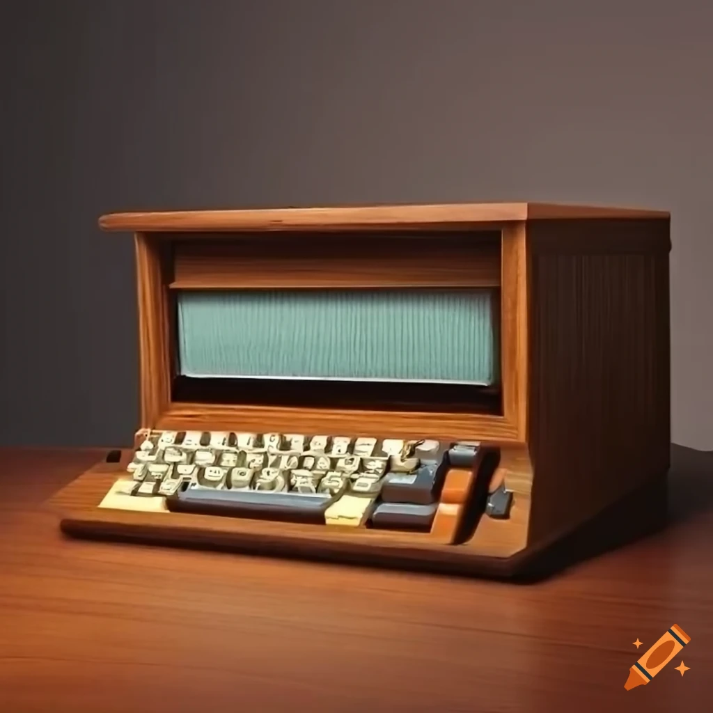 image of a Commodore 64 on a teak table