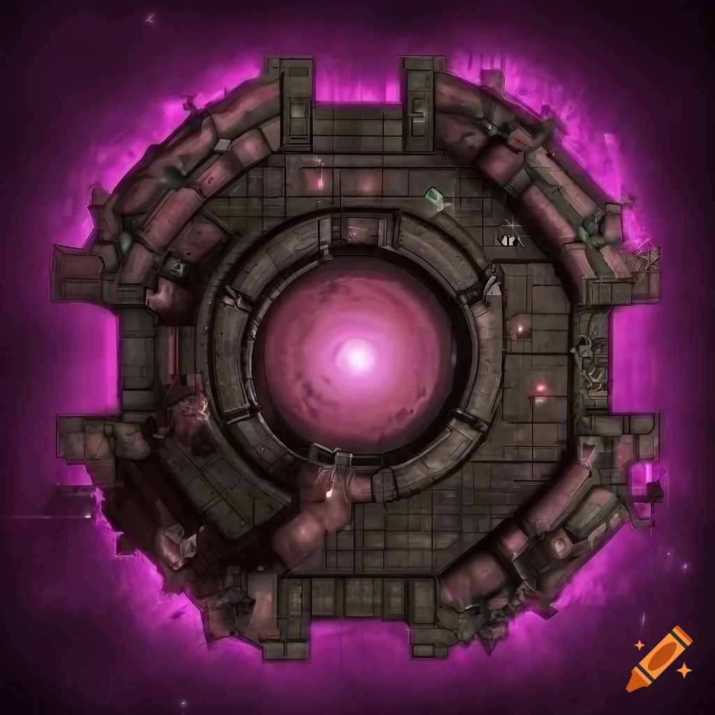 Dark space battlemap with purple lighting on Craiyon