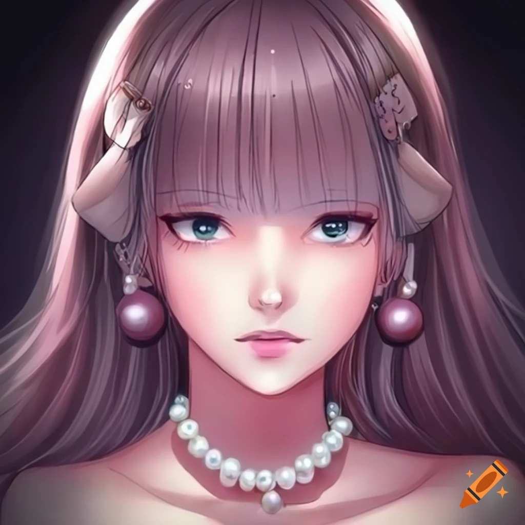 Anime girl with a pearl necklace on Craiyon