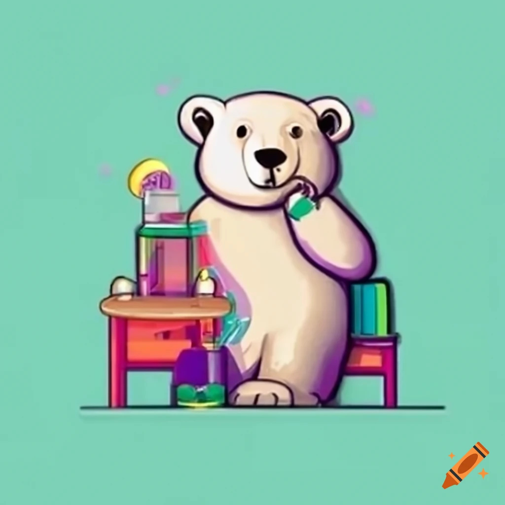 polar bear in a lab coat