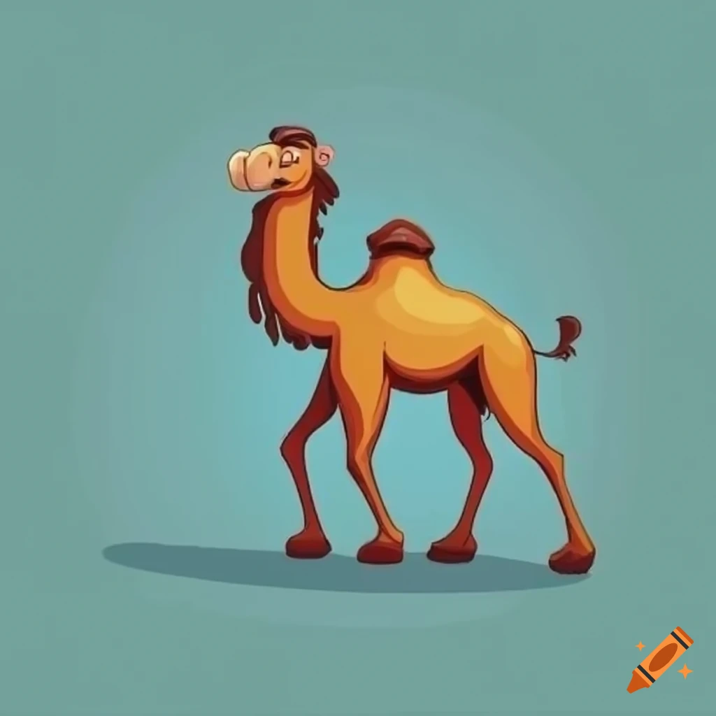 Cartoon illustration of a camel on Craiyon