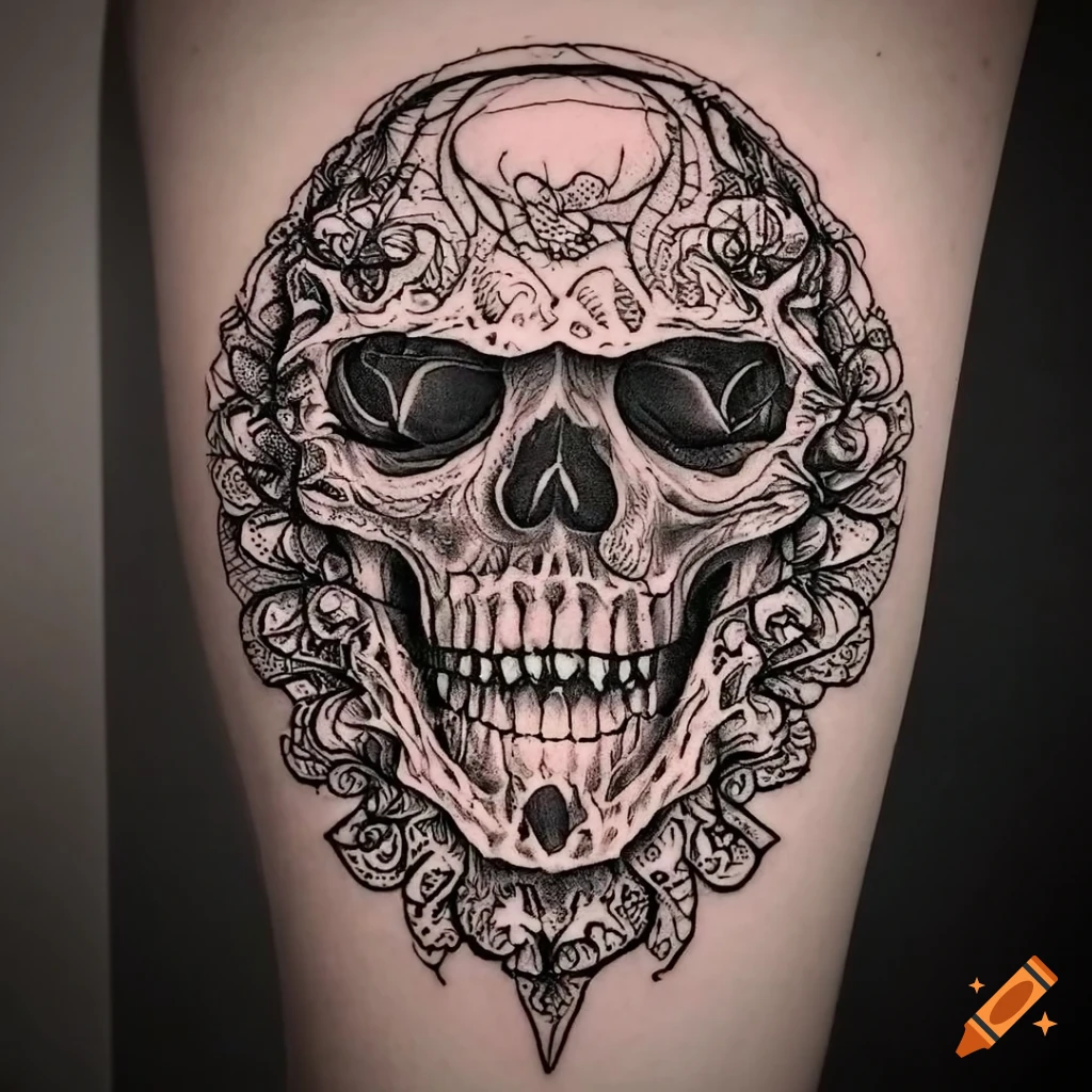 American Traditional Sugar Skull Tattoo Flash – Random Hero Tattoo