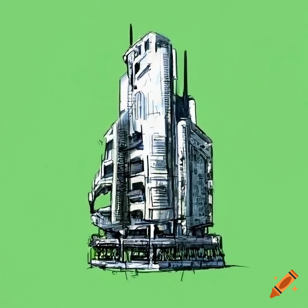 sketch of a futuristic alien cityscape