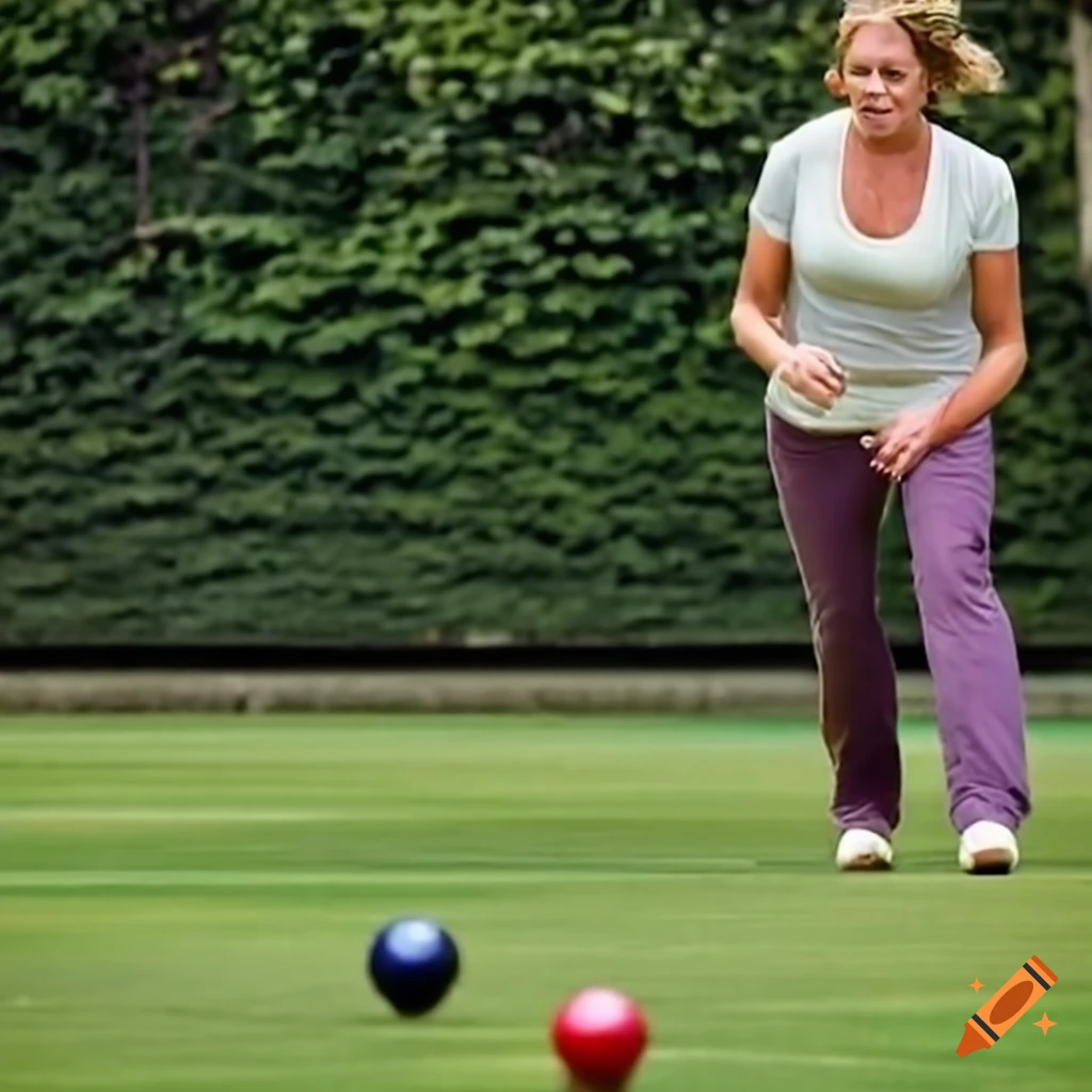 Picture of a lawn bowler delivering a bowl on Craiyon
