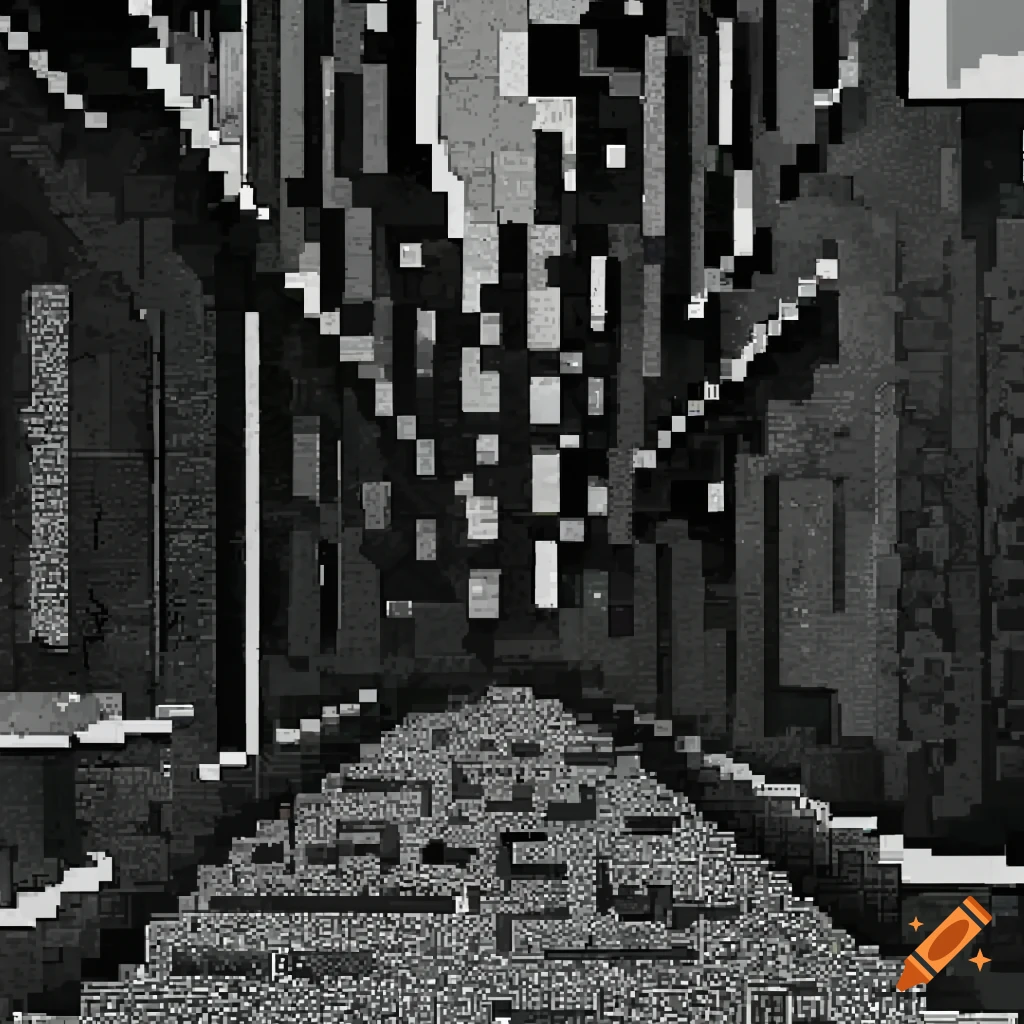detailed pixel art of a dark backdoor alley