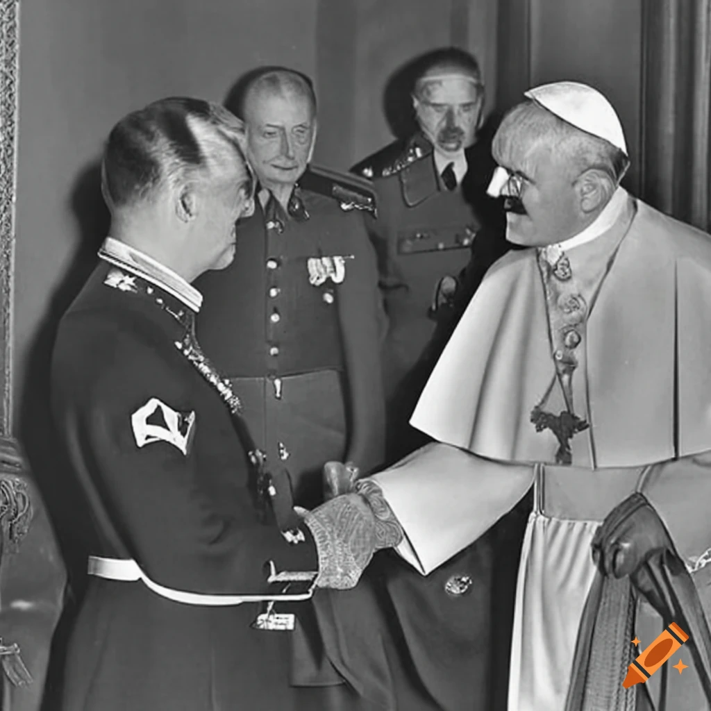 historical photo of Pope Pius XII meeting Adolf Hitler