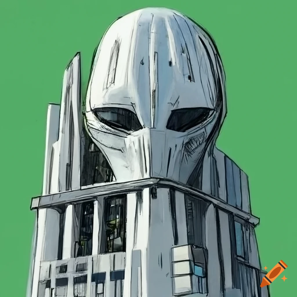 sketch of a futuristic alien cityscape