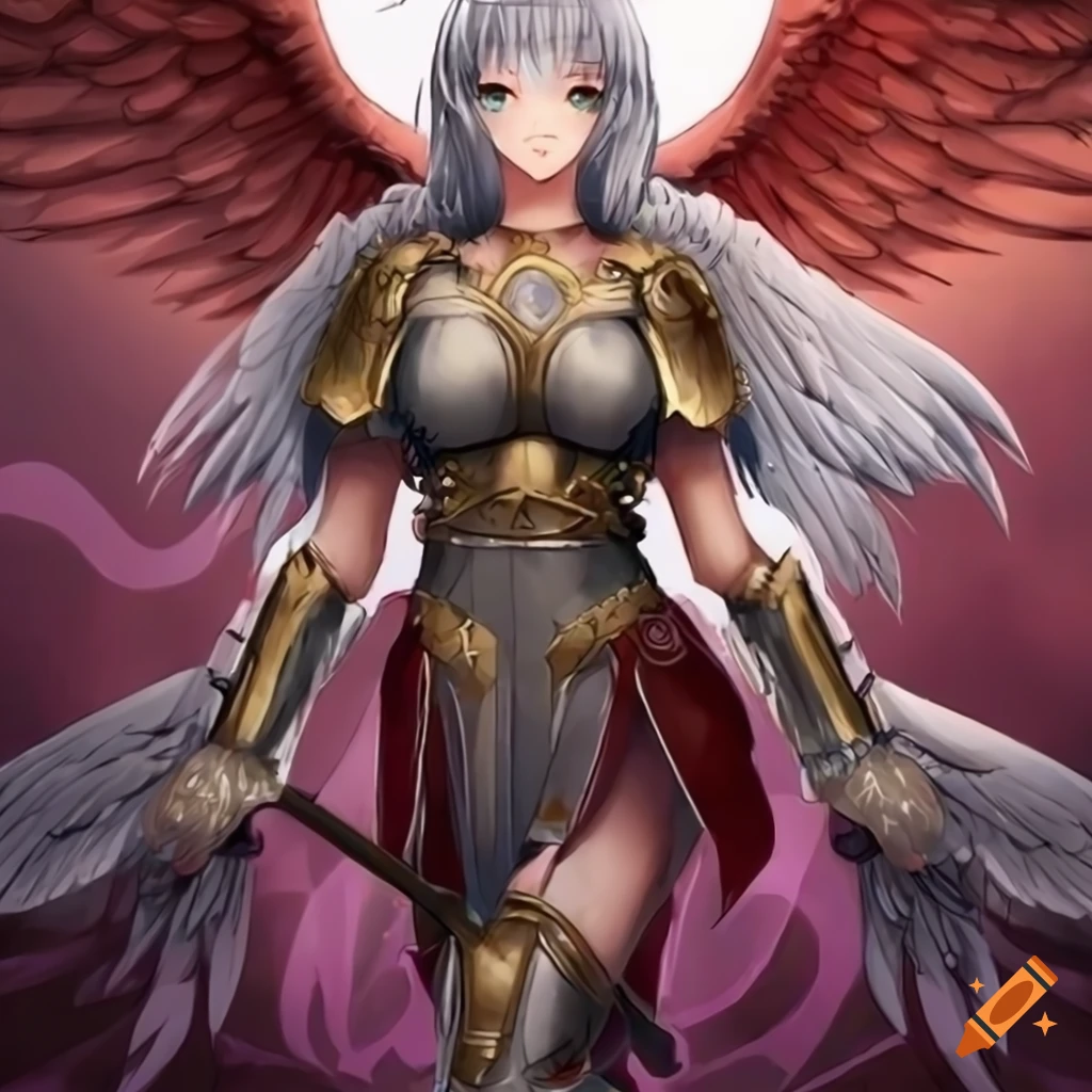 anime angel girl wearing roman armor