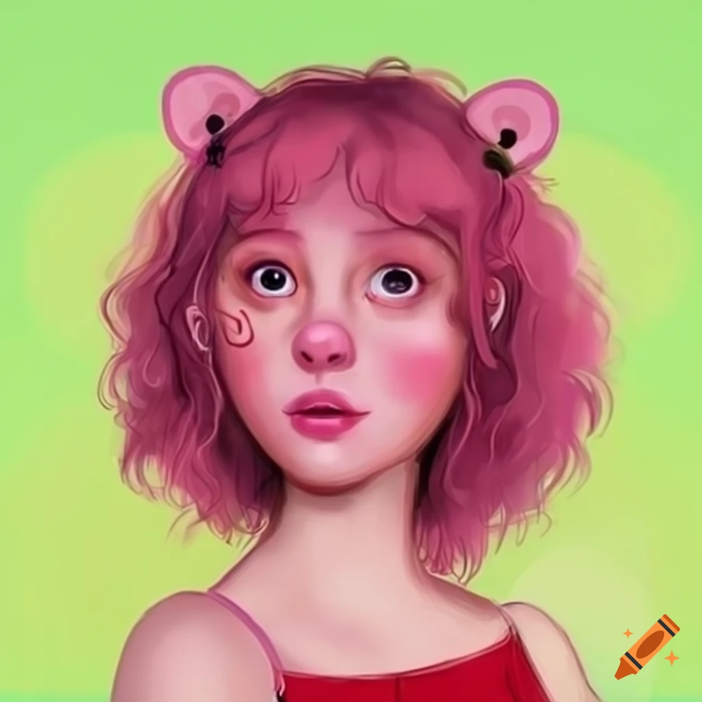 Fan art of peppa pig as a human girl