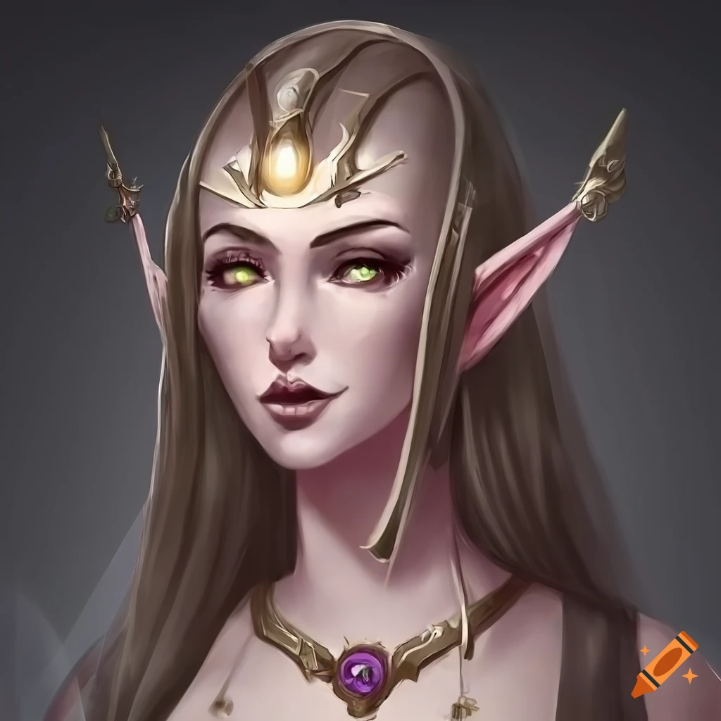 Detailed concept art of a female elf mage