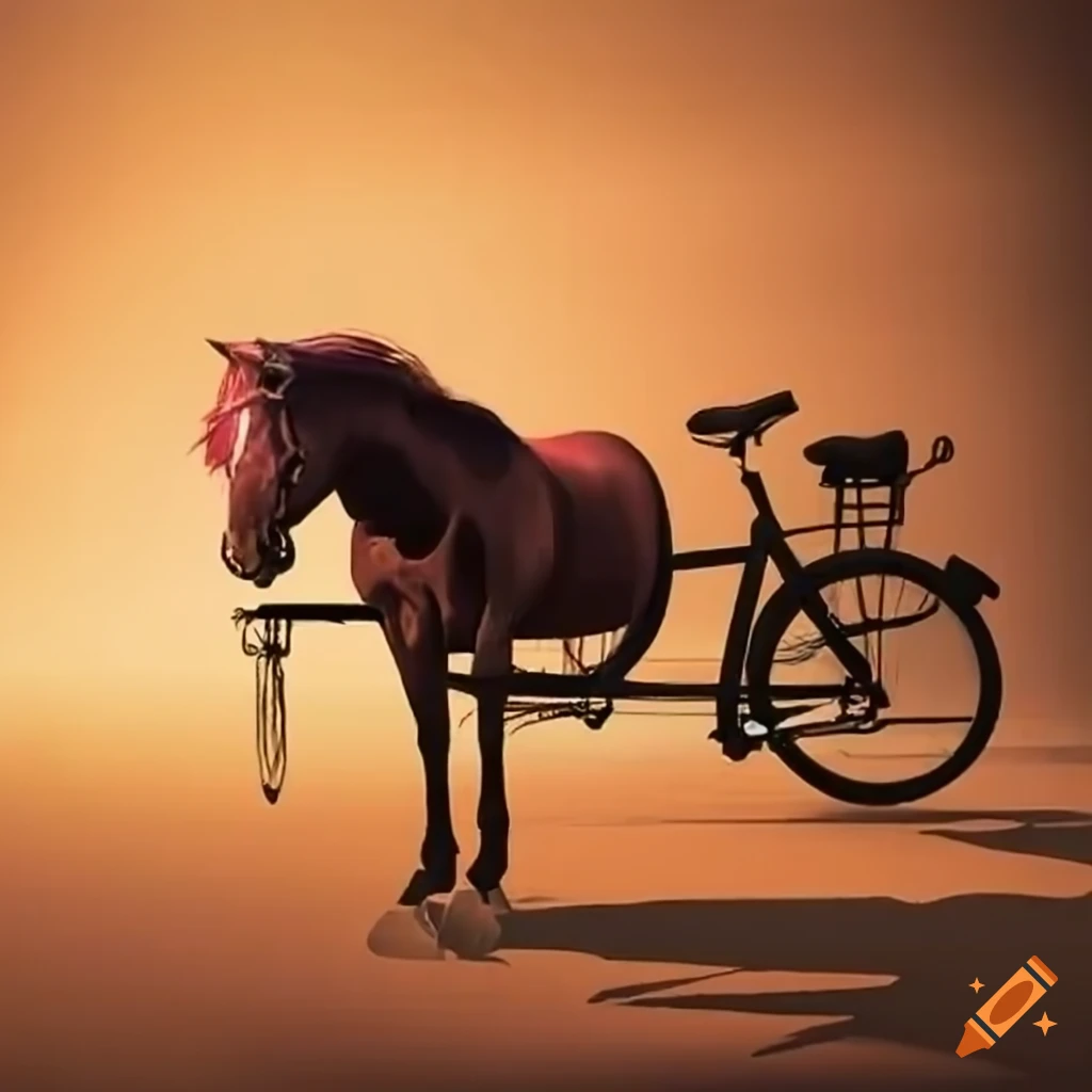 Horse and bicycle together