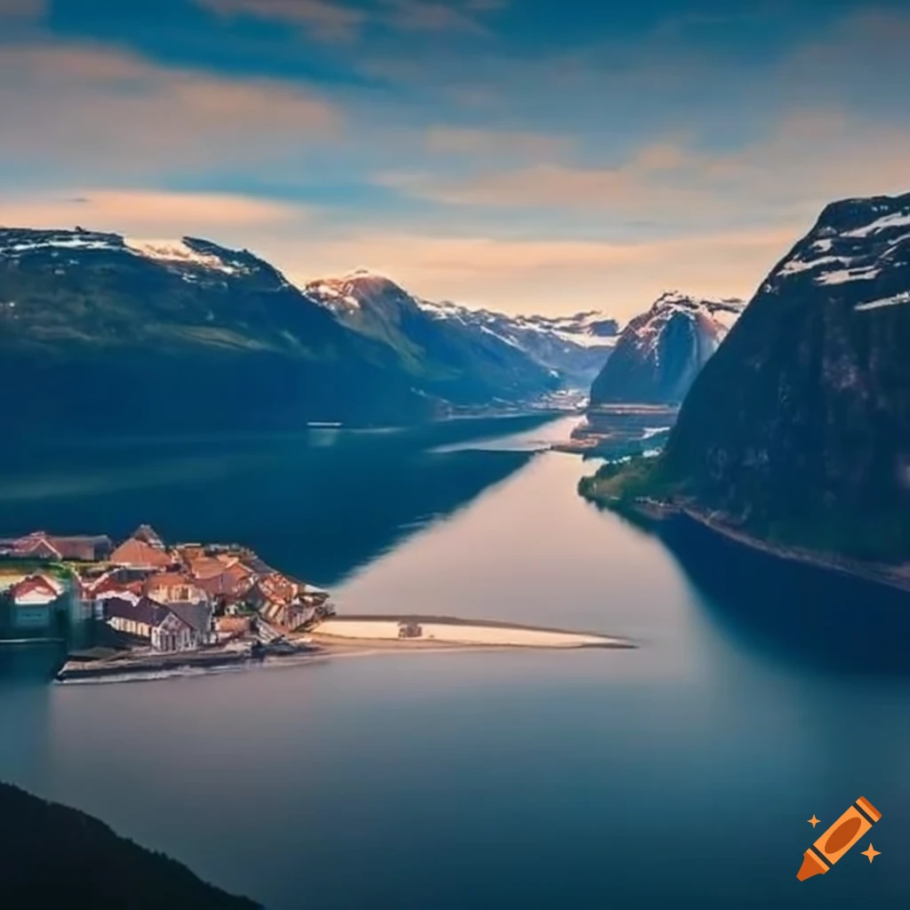 fjord with modern city skyline