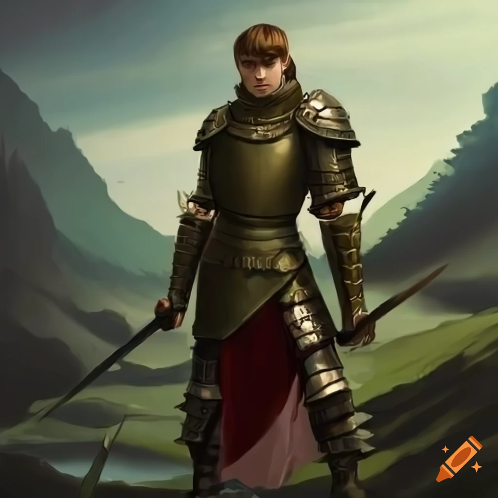 image of a young strong warrior with a sword