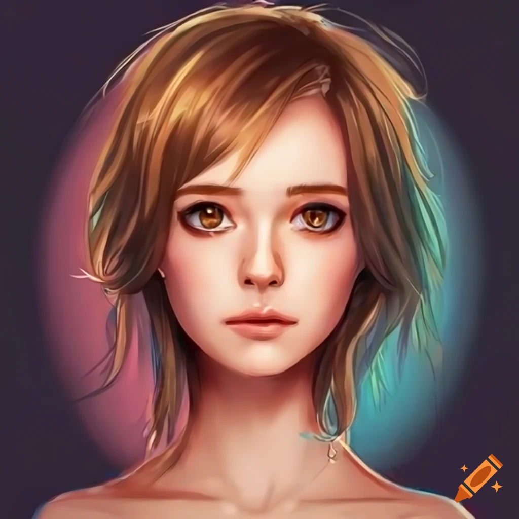 Anime portrait of a short-haired brown-eyed girl on Craiyon