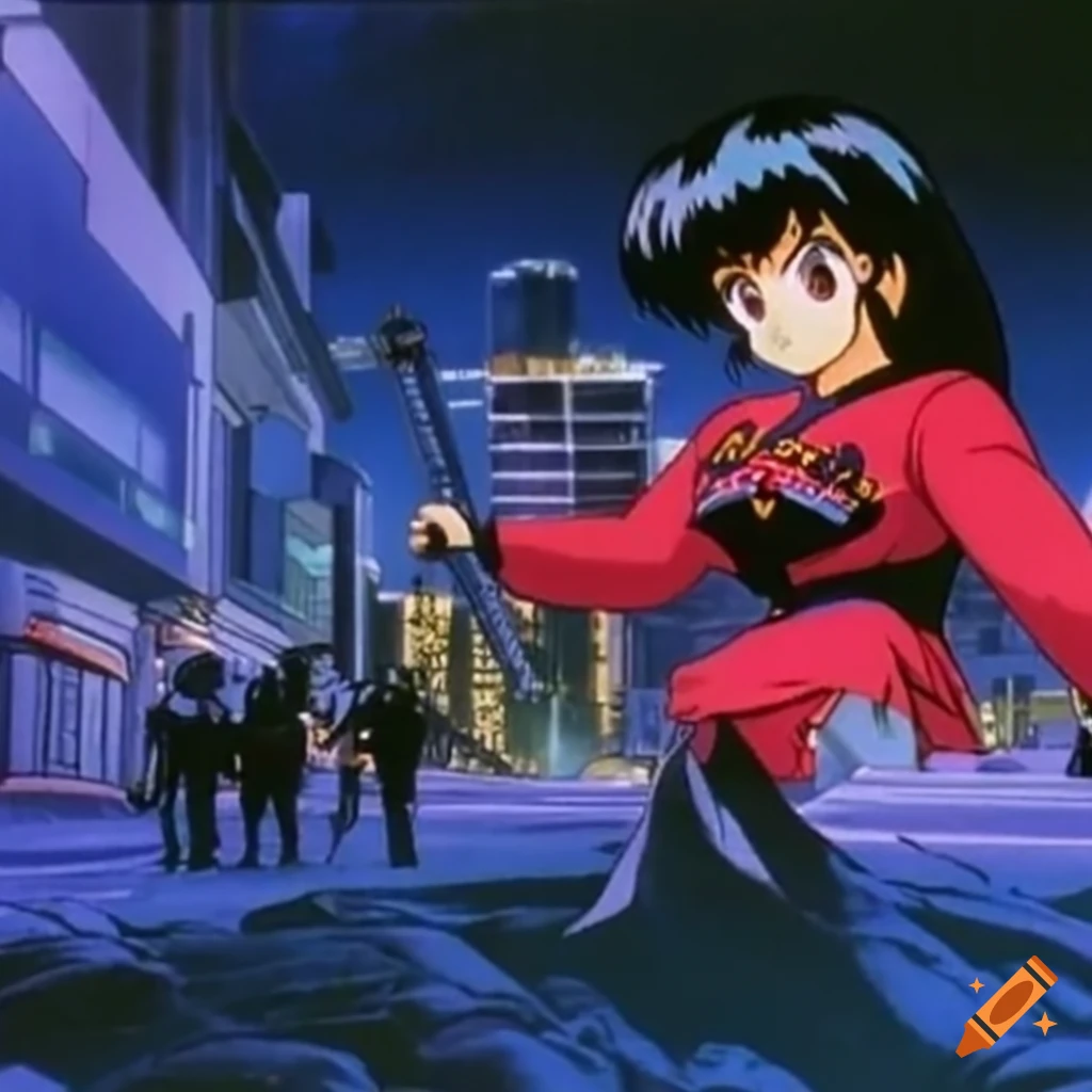 a nostalgic cyberpunk anime scene