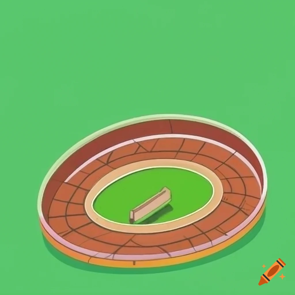 cartoon illustration of a horse racetrack from above
