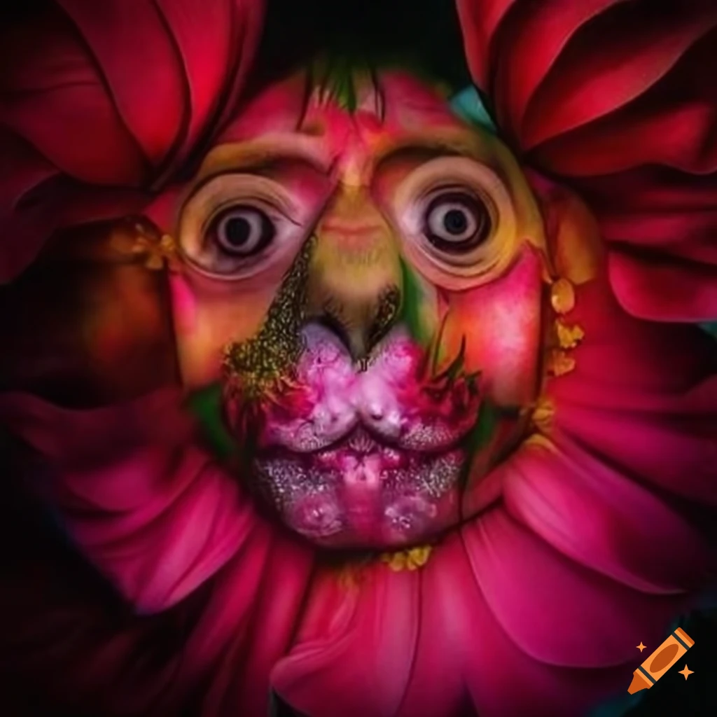 Illustration of flowers with face