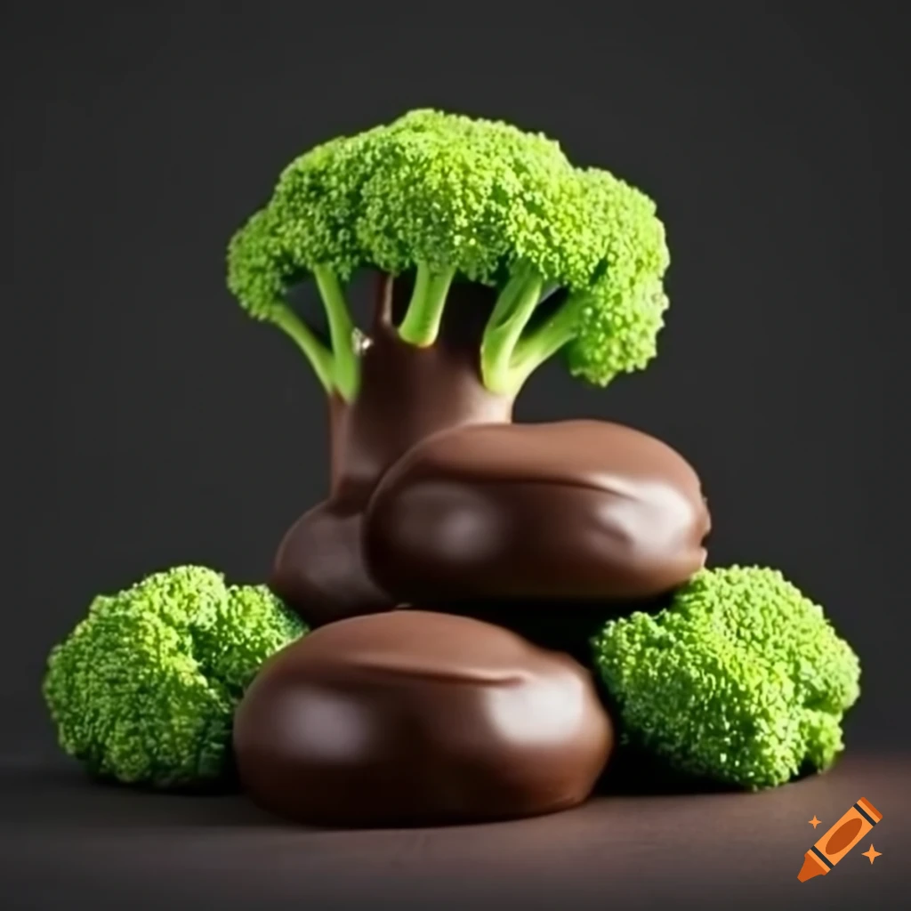 Chocolate covered broccoli on Craiyon