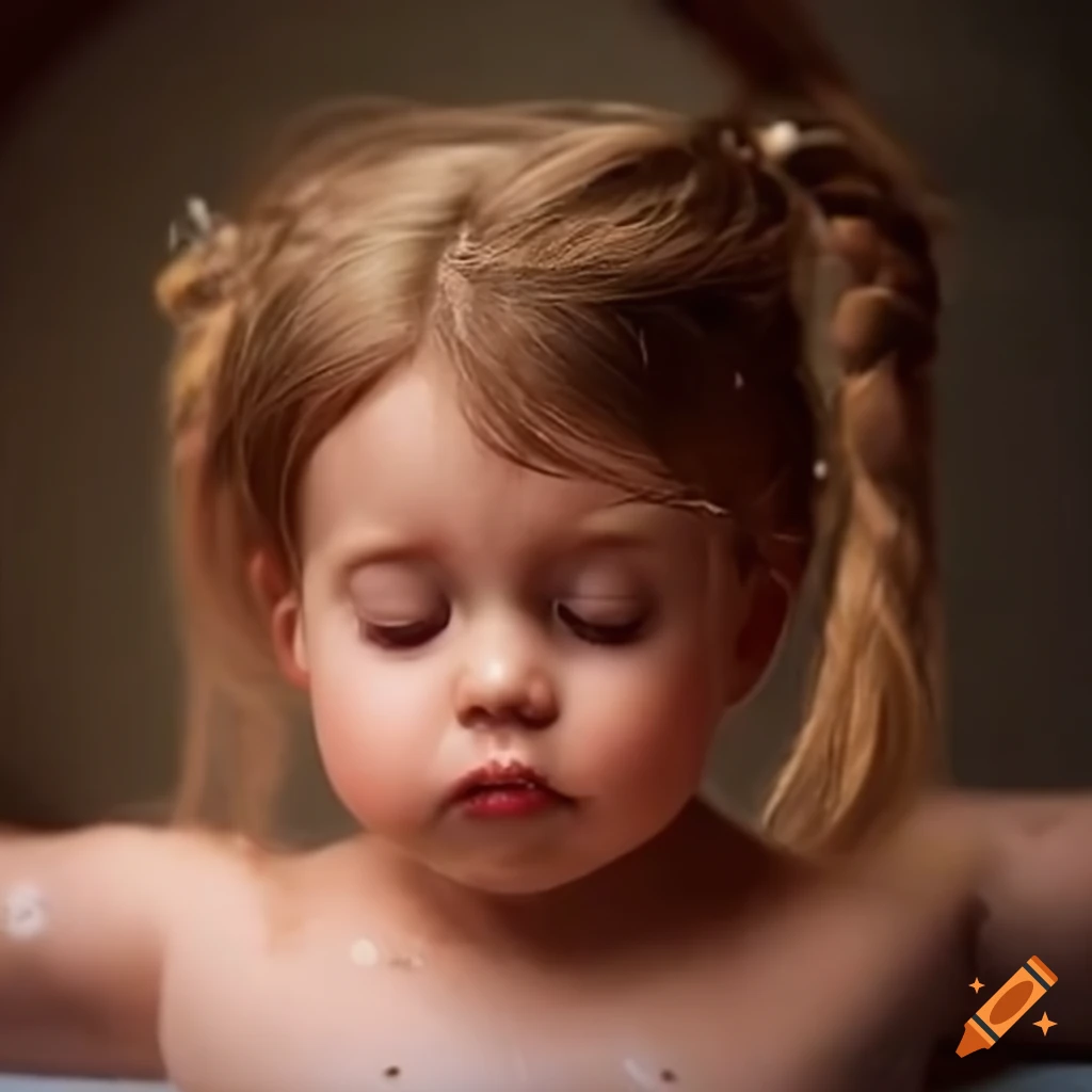 adorable ballerina toddler taking a bath