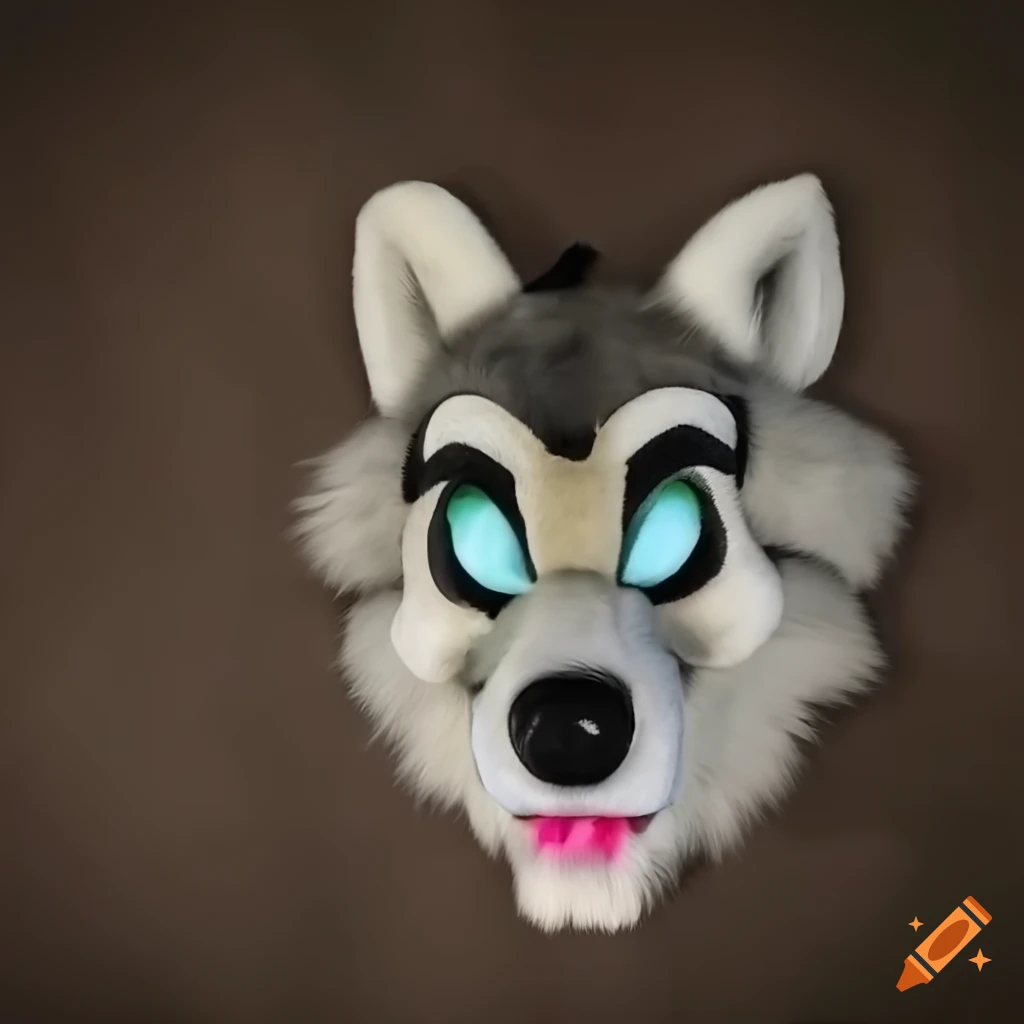 wolf fursuit head with open mouth