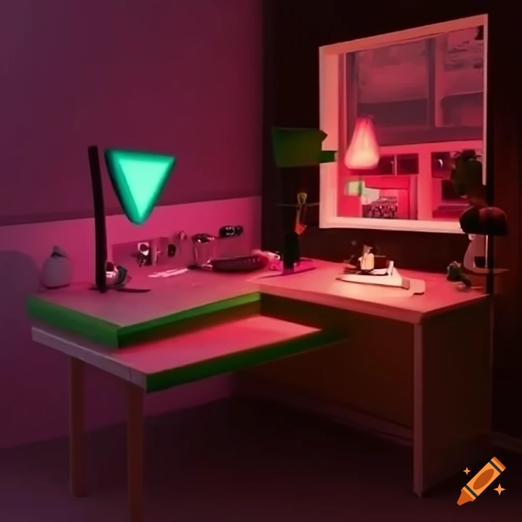 desk room with a watermelon