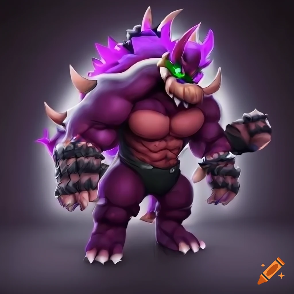 Digital art of muscular dark bowser on Craiyon