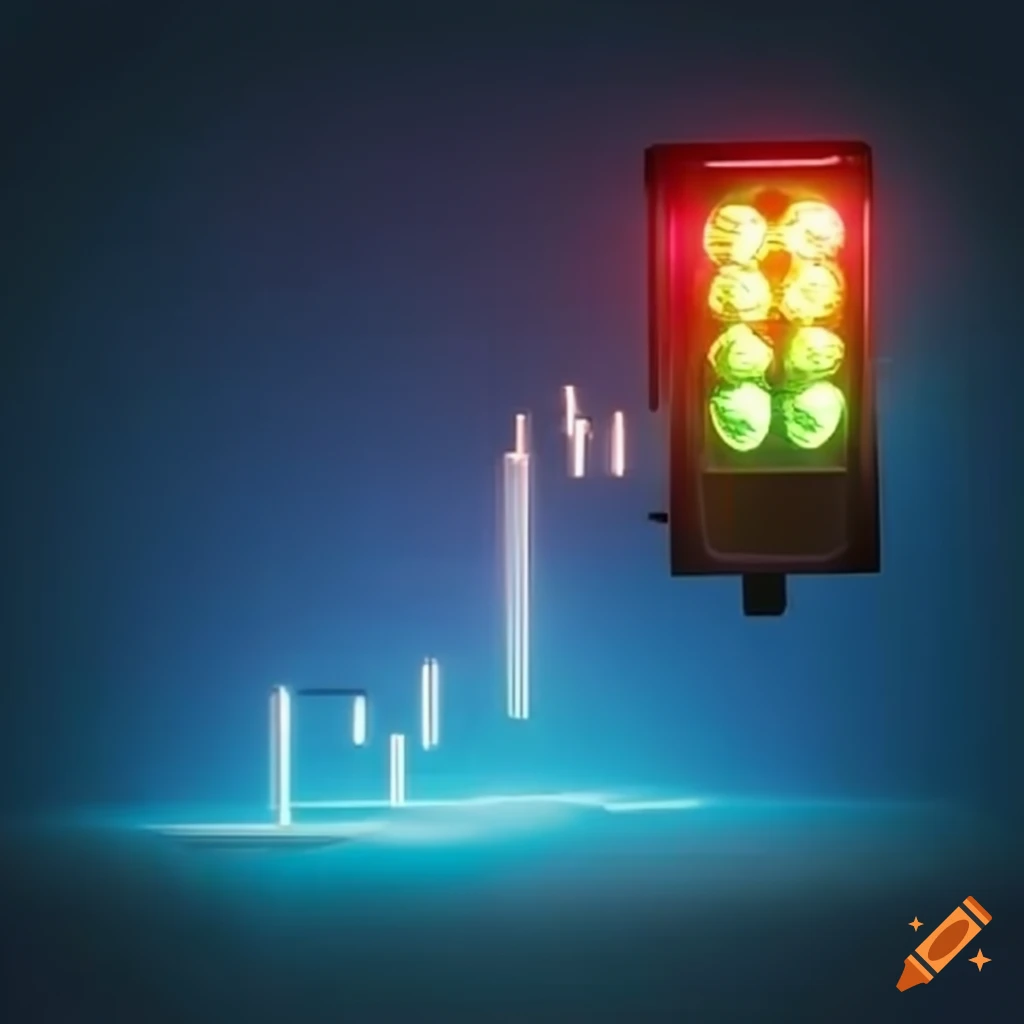 Digital stock market display at a traffic signal on Craiyon