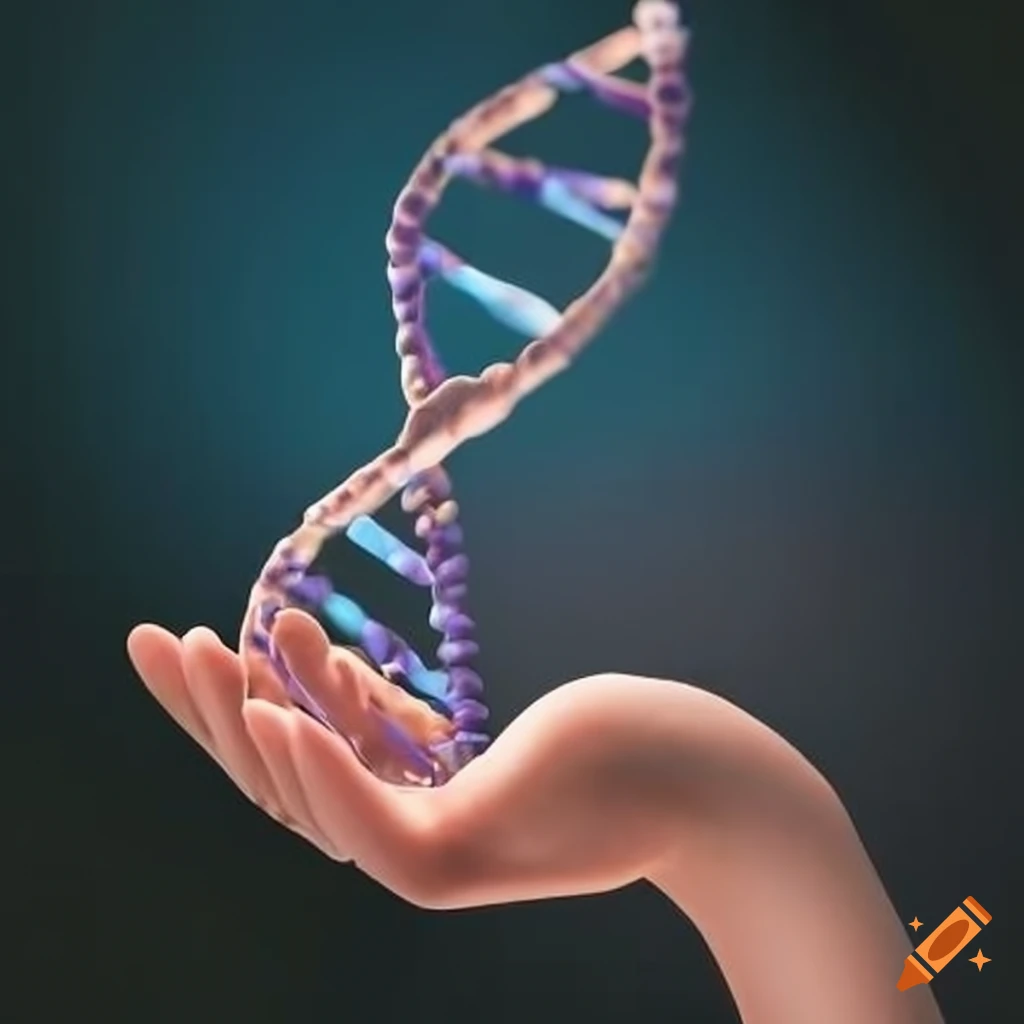 hands holding a DNA molecule
