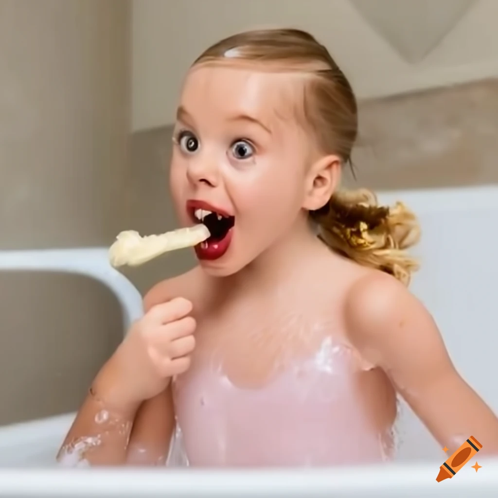 surprised toddler girl eating a popsicle