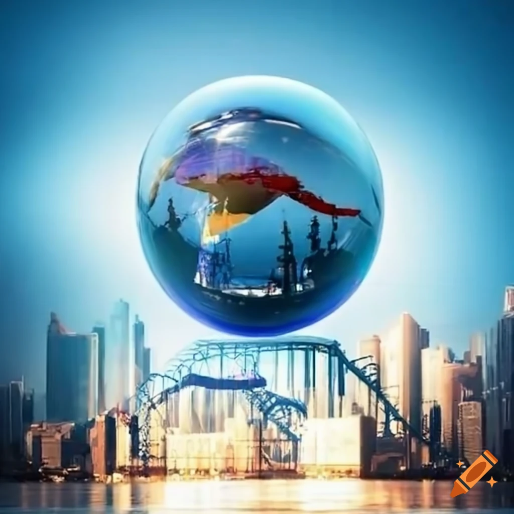 glass ball roller coaster over city