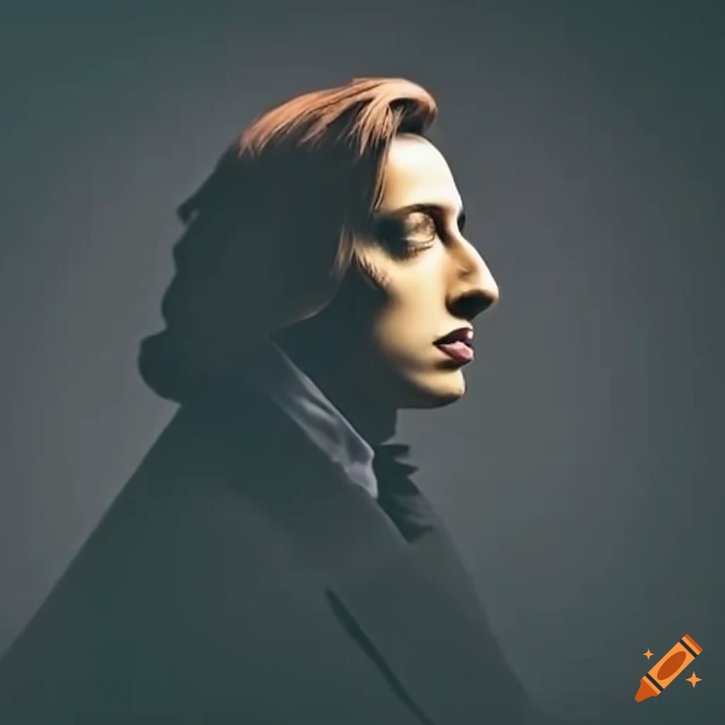 portrait of Chopin playing the piano