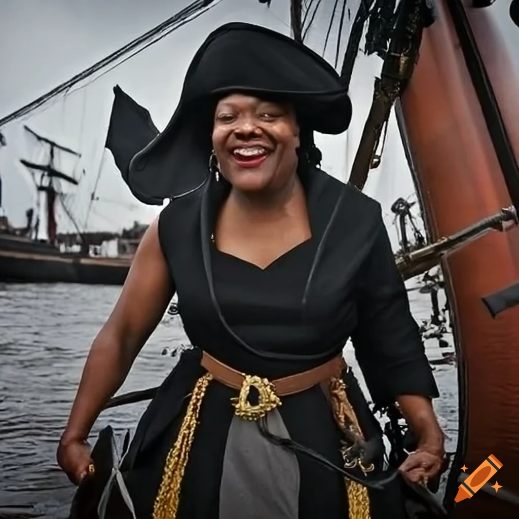 Mayor Latoya Cantrell dressed as a pirate in flooded New Orleans