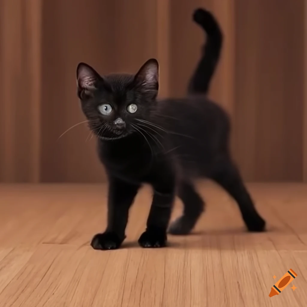 Cute black kitten with bat wings on Craiyon