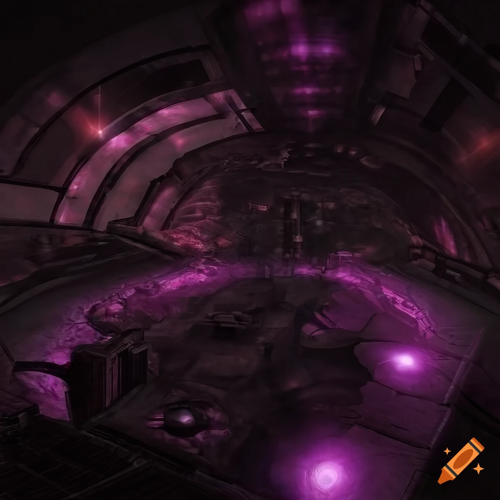 Dark space battlemap with purple lighting on Craiyon