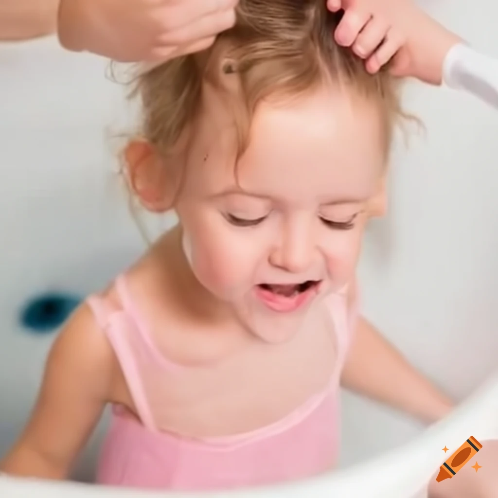 adorable ballerina toddler taking a bath