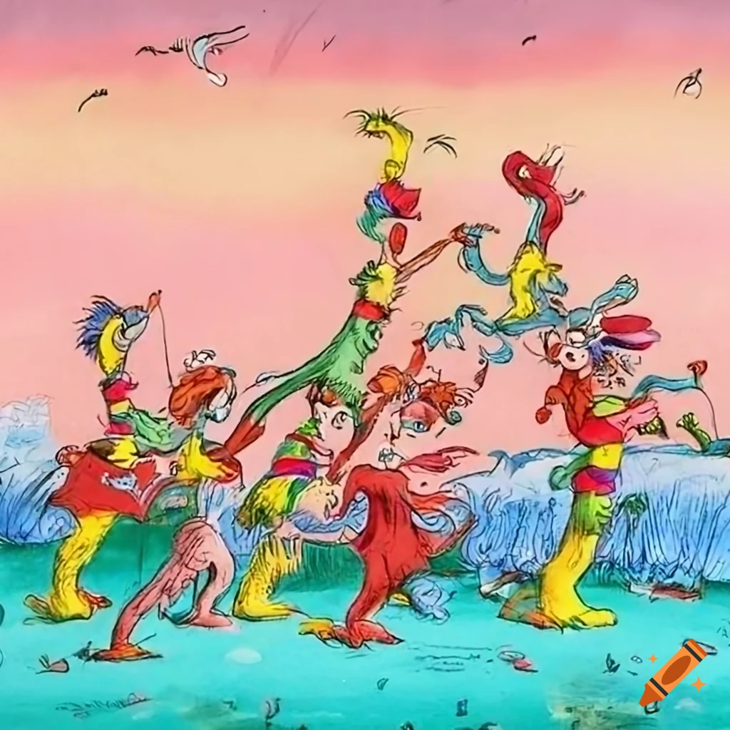 Colorful Book Illustration Of A Protest March On Craiyon