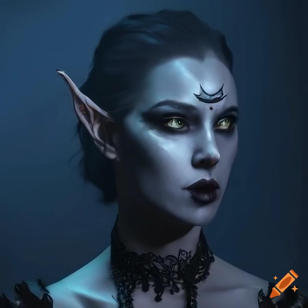portrait of a dark elf warrior in noir style