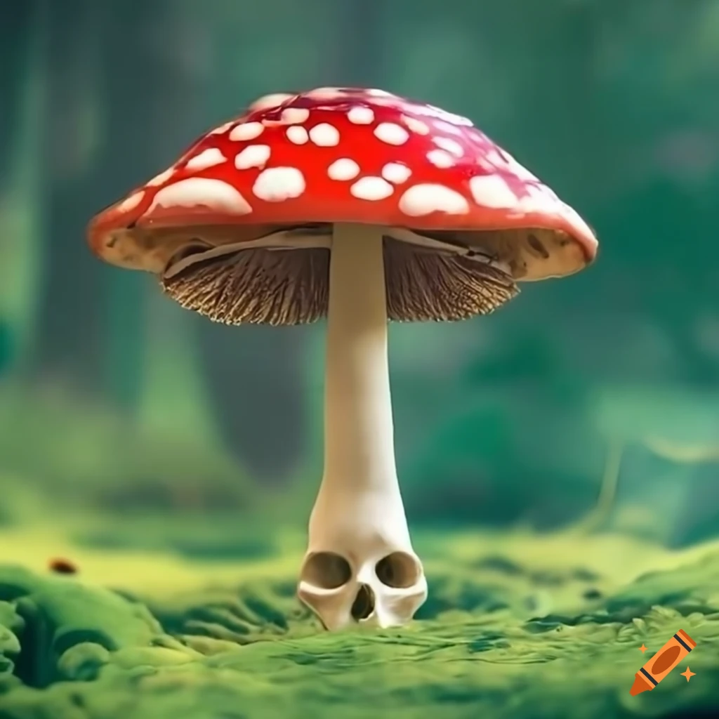 Red and yellow mushroom spore art