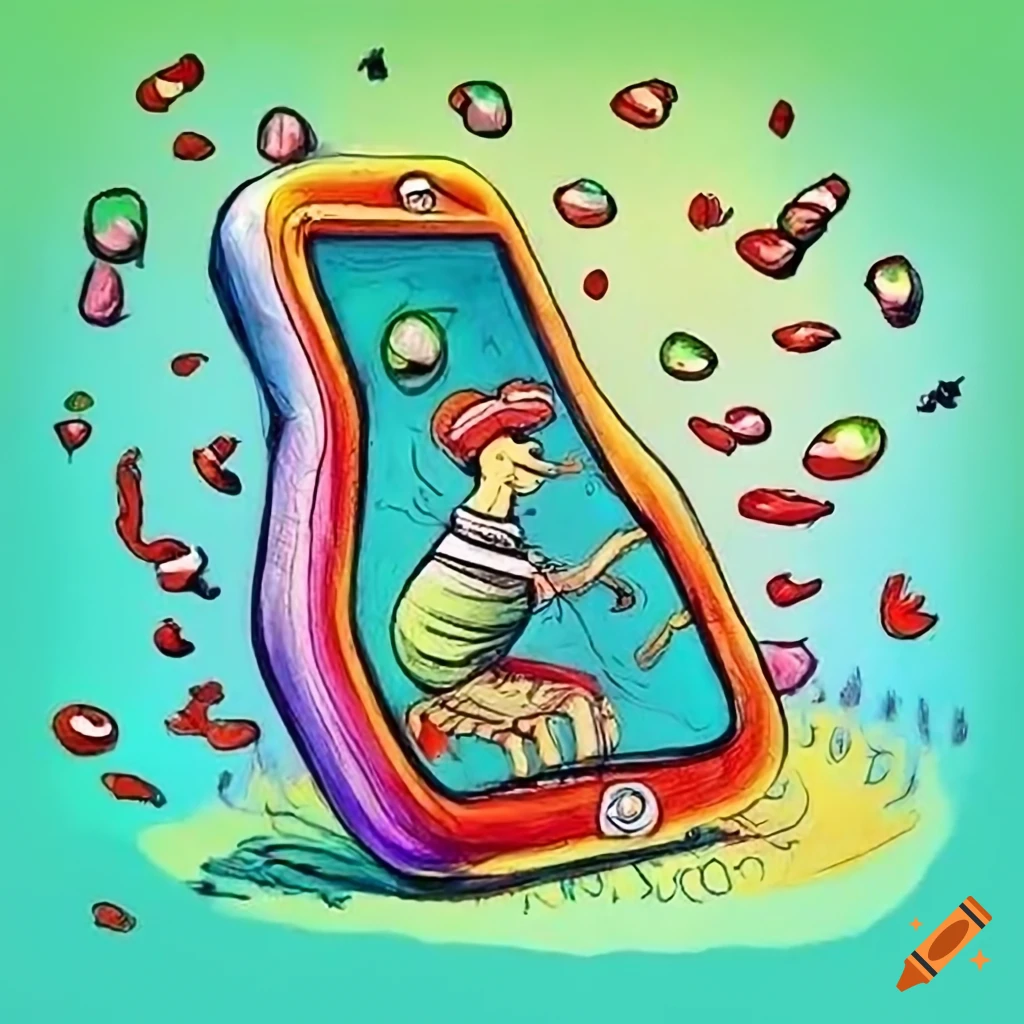 whimsical illustration of a futuristic smart phone