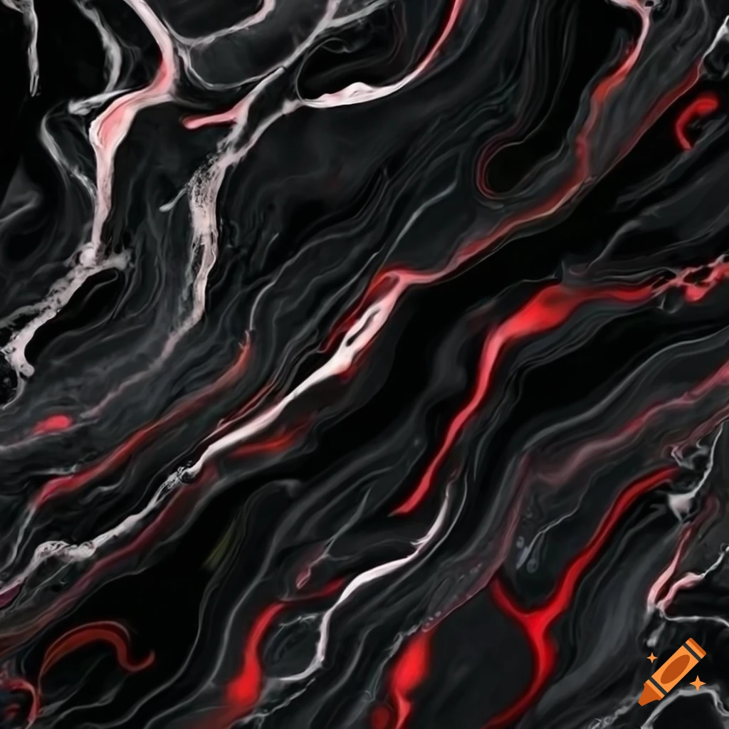 Black marble pattern with red veins on Craiyon