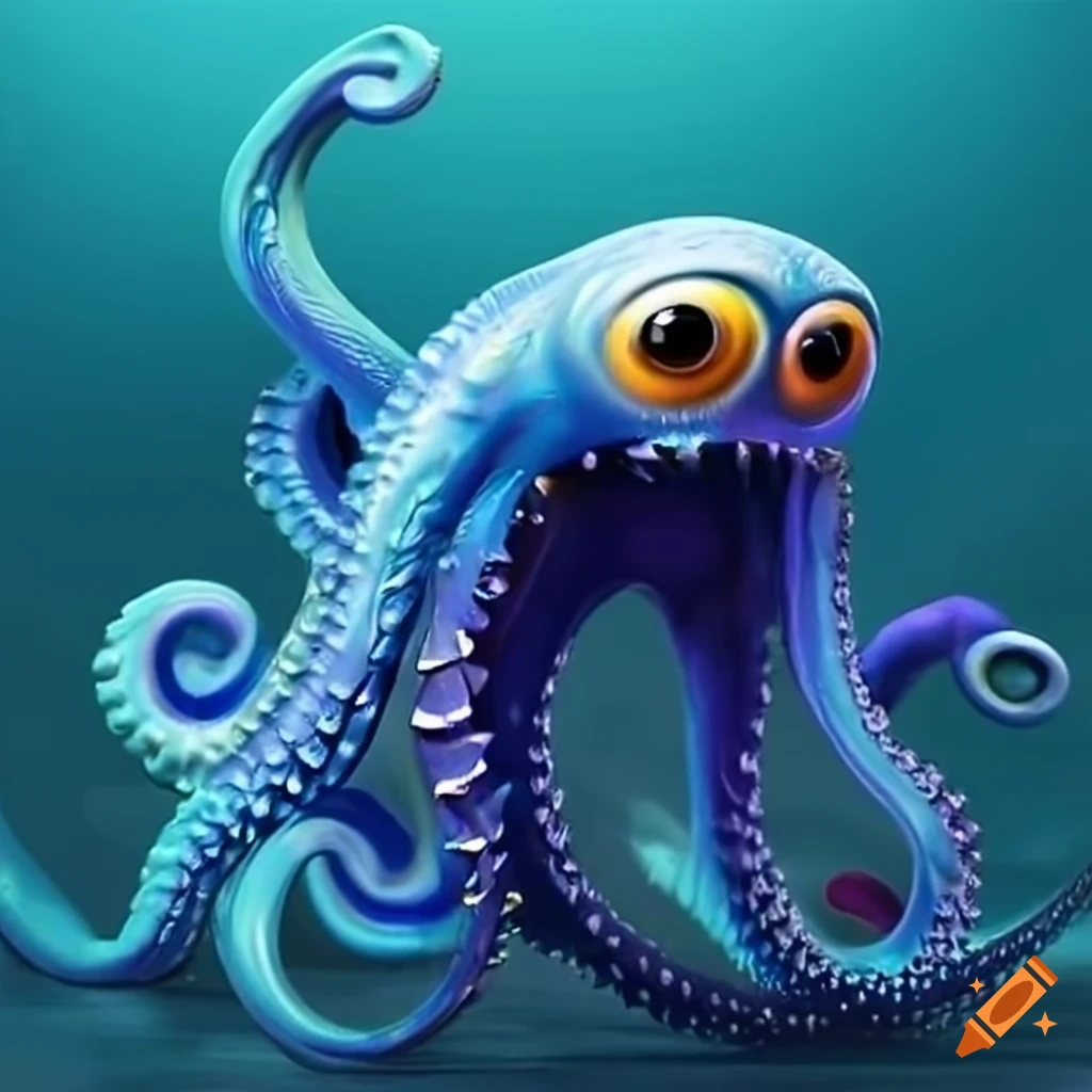 Mythical sea creatures with high tech tentacles and futuristic ...