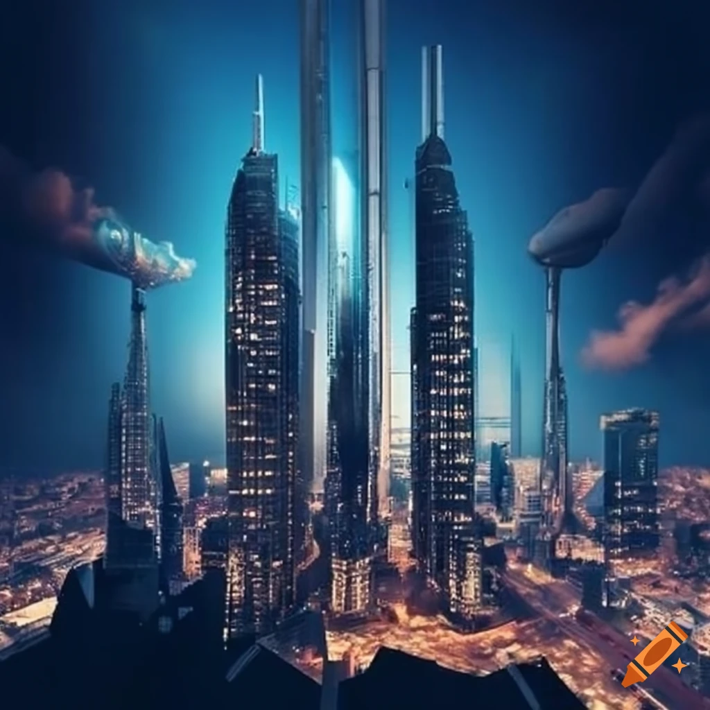 Image of massive interconnected skyscrapers on Craiyon