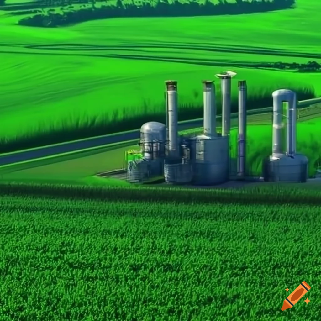 3D rendering of a brewery in a green cornfield