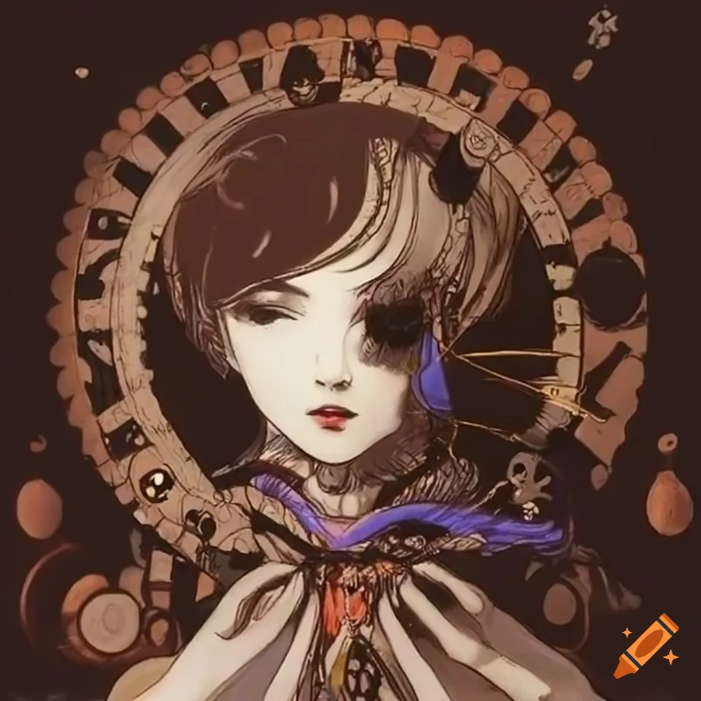 Time travel artwork in the style of Yoshitaka Amano on Craiyon